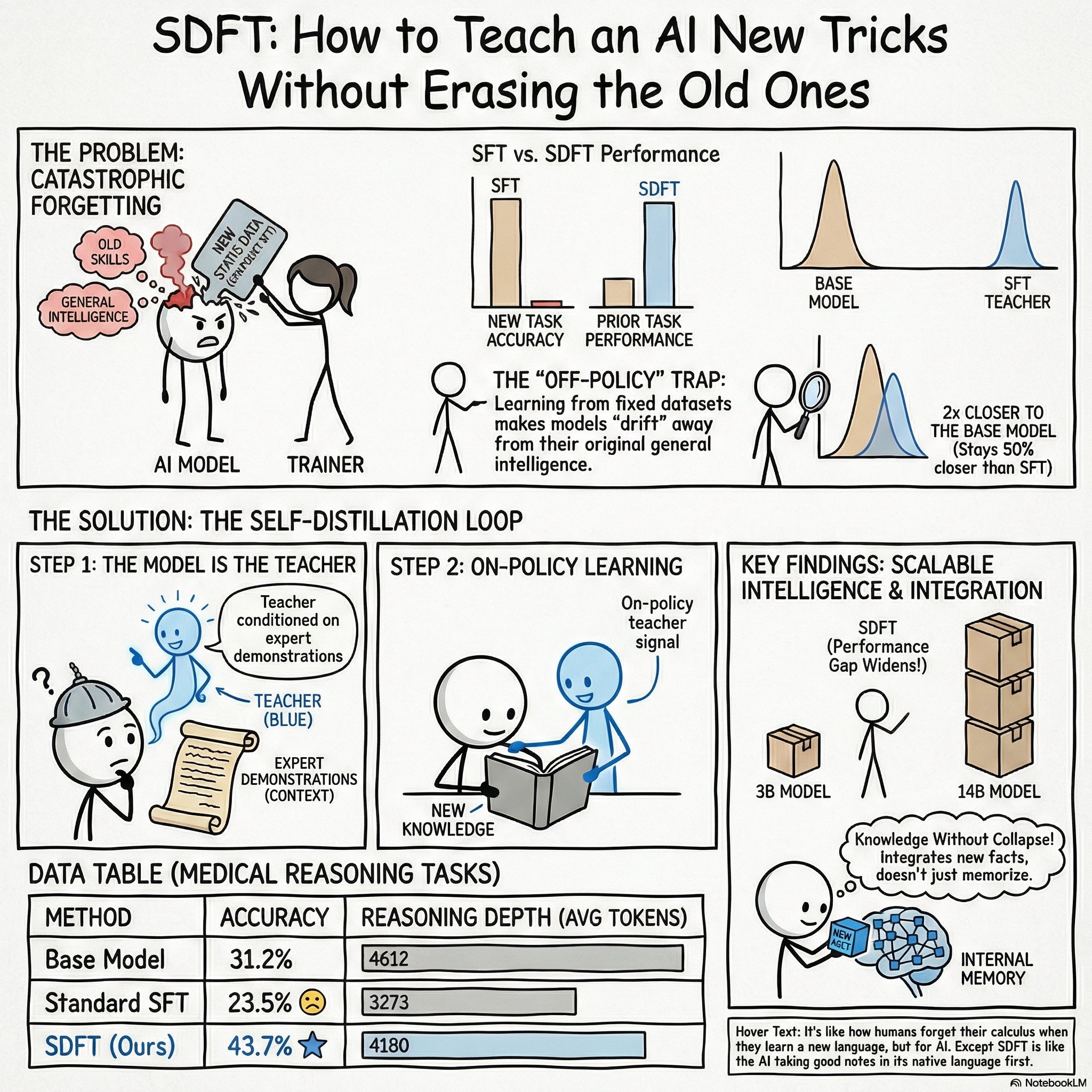 Solving Catastrophic Forgetting via Self-Distillation Fine-Tuning (SDFT)